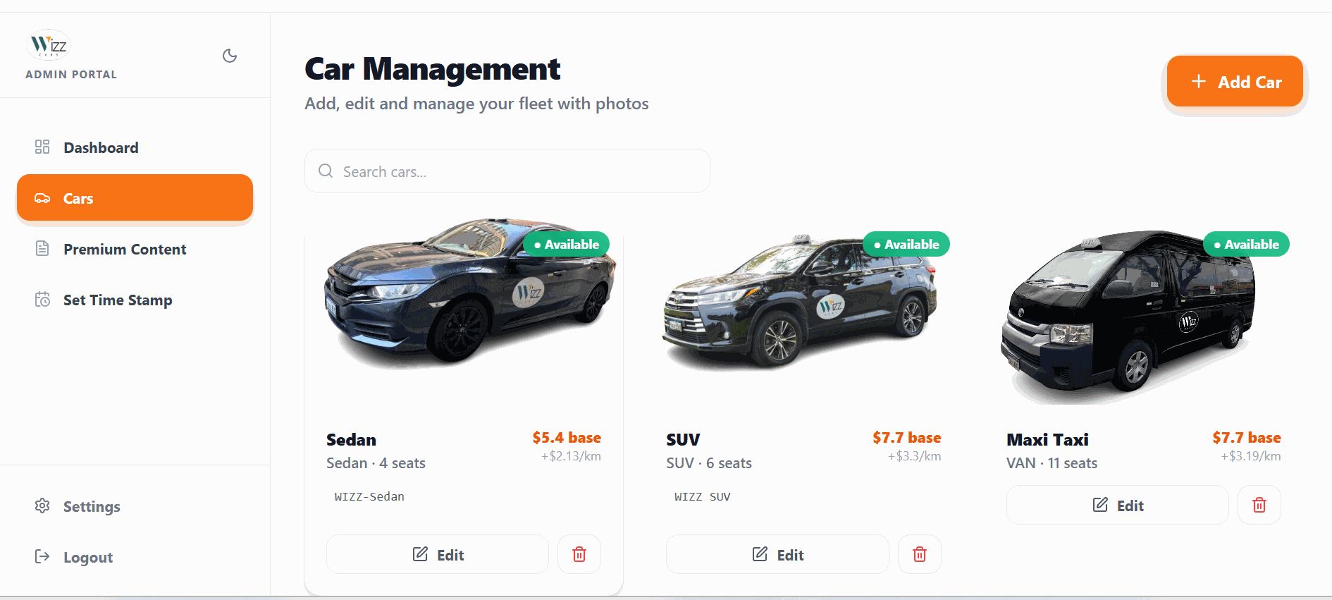 Booking Flow — Choose Book Now or Book Later, select vehicle type, and view upfront fare estimates before confirming